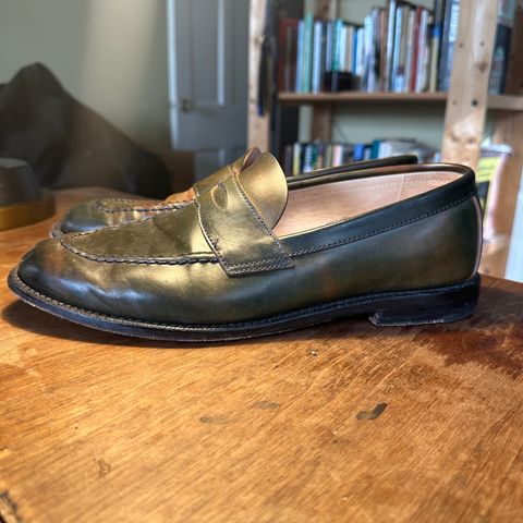 View photo of Grant Stone Traveler Loafer in Horween Marbled Black Shell Cordovan