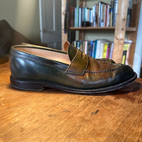 View photo of Grant Stone Traveler Loafer in Horween Marbled Black Shell Cordovan