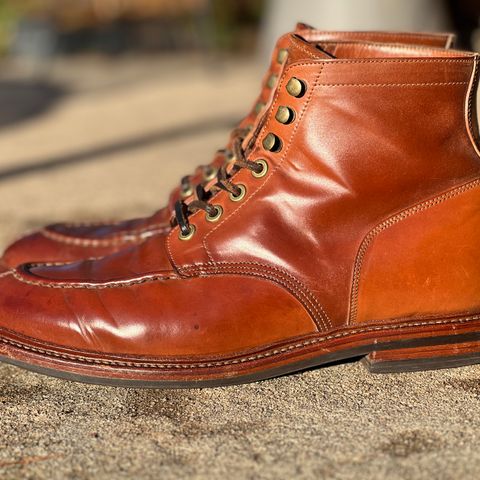 View photo of Grant Stone Ottawa Boot in Horween Honey Glazed Shell Cordovan