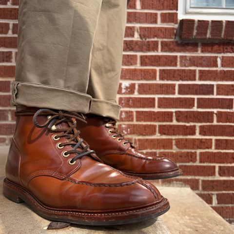 View photo of Grant Stone Ottawa Boot in Horween Honey Glazed Shell Cordovan