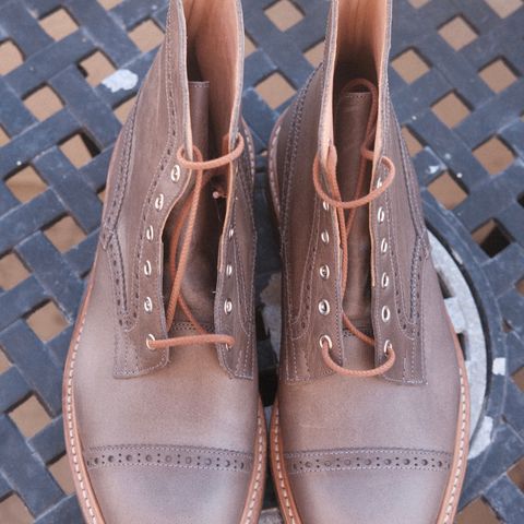 Tricker's x Division Road Eaton Boot in Horween Timber Wolf Dublin