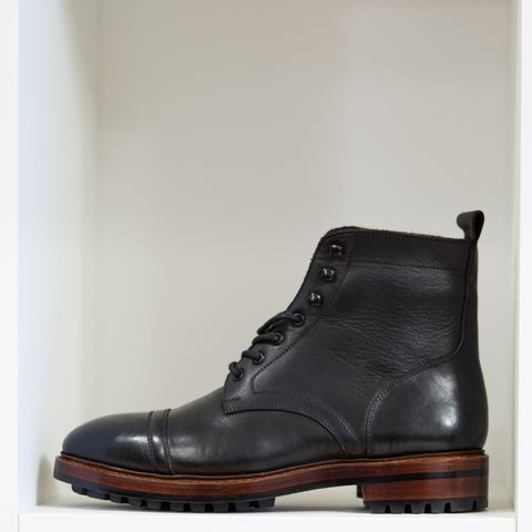 BLKBRD Dixon Cap Toe Derby Boot in Black Pullup