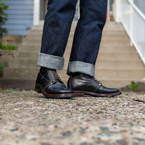 Unsung U 22-1 Slog Boot in Wickett & Craig Natural Veg Tan Overdyed Black