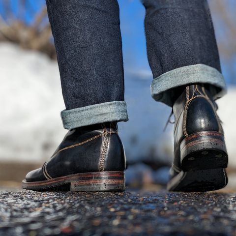 Unsung U 22-1 Slog Boot in Wickett & Craig Natural Veg Tan Overdyed Black