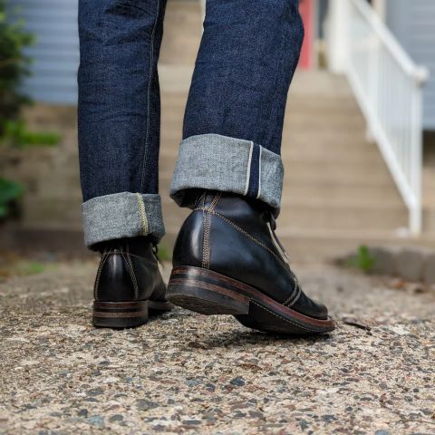 Unsung U 22-1 Slog Boot in Wickett & Craig Natural Veg Tan Overdyed Black