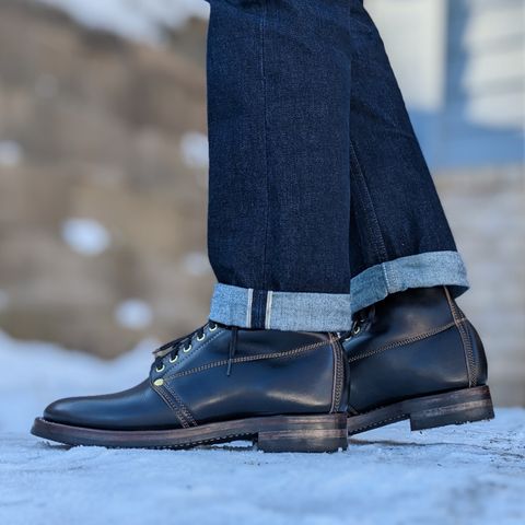Unsung U 22-1 Slog Boot in Wickett & Craig Natural Veg Tan Overdyed Black