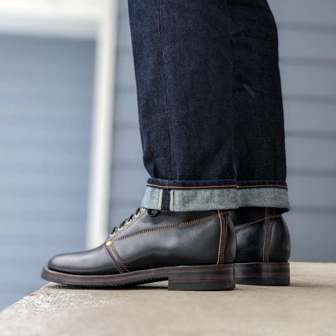 Unsung U 22-1 Slog Boot in Wickett & Craig Natural Veg Tan Overdyed Black