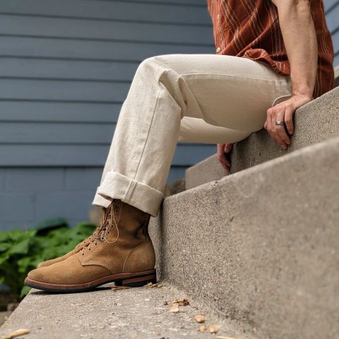 View photo of Quan Shoemaker Boondocker in Horween Natural Chromexcel Roughout