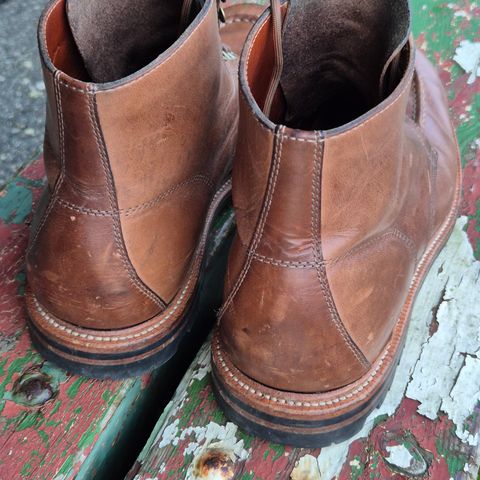 View photo of Grant Stone Brass Boot in Horween Dune Chromexcel