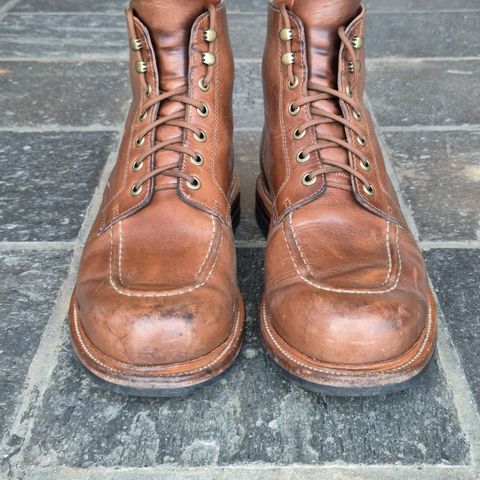 View photo of Grant Stone Brass Boot in Horween Dune Chromexcel