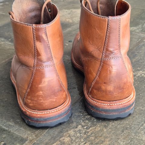 View photo of Grant Stone Brass Boot in Horween Dune Chromexcel