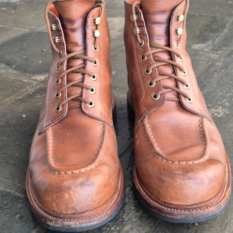 View photo of Grant Stone Brass Boot in Horween Dune Chromexcel