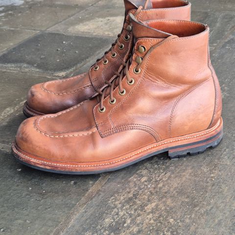 View photo of Grant Stone Brass Boot in Horween Dune Chromexcel