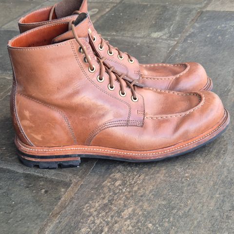 View photo of Grant Stone Brass Boot in Horween Dune Chromexcel