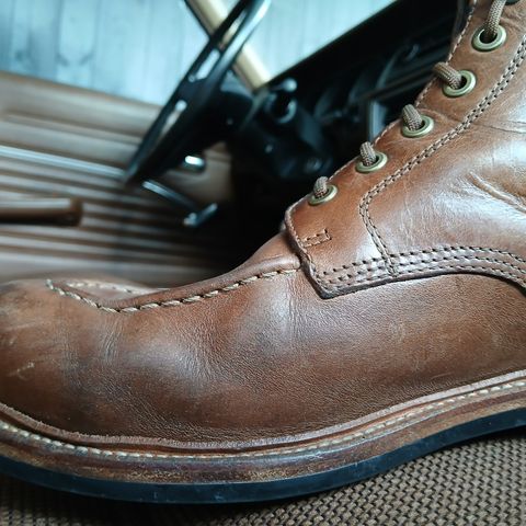 View photo of Grant Stone Brass Boot in Horween Dune Chromexcel