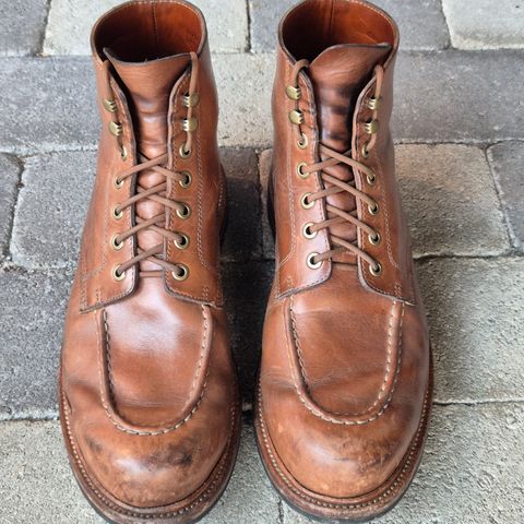 View photo of Grant Stone Brass Boot in Horween Dune Chromexcel