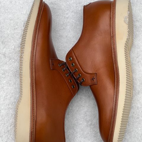 View photo of Grant Stone Plain Toe Blucher in Badalassi Carlo Saddle Tan Minerva