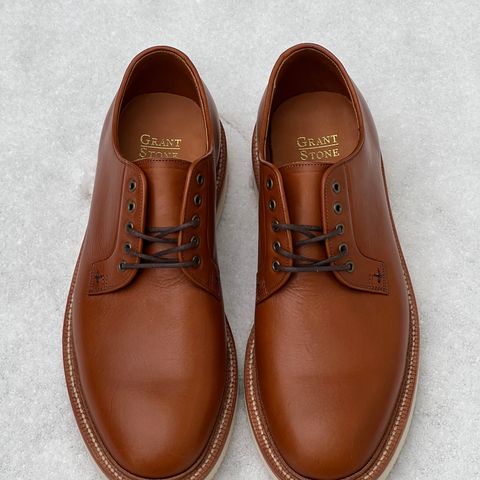 View photo of Grant Stone Plain Toe Blucher in Badalassi Carlo Saddle Tan Minerva