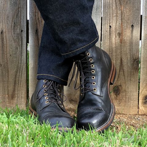 Iron Boots Pitman in Black Italy Waxed Bullhide