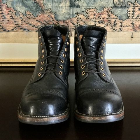 Iron Boots Pitman in Black Italy Waxed Bullhide