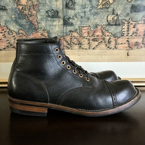 Iron Boots Pitman in Black Italy Waxed Bullhide