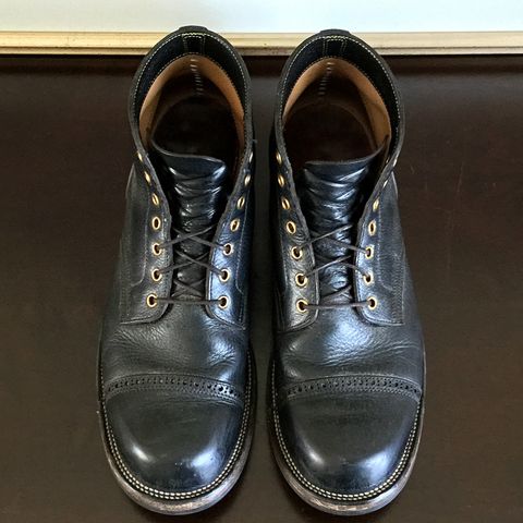 Iron Boots Pitman in Black Italy Waxed Bullhide