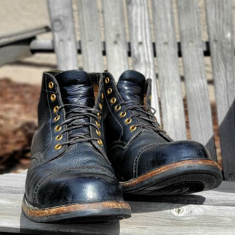 Iron Boots Pitman in Black Italy Waxed Bullhide