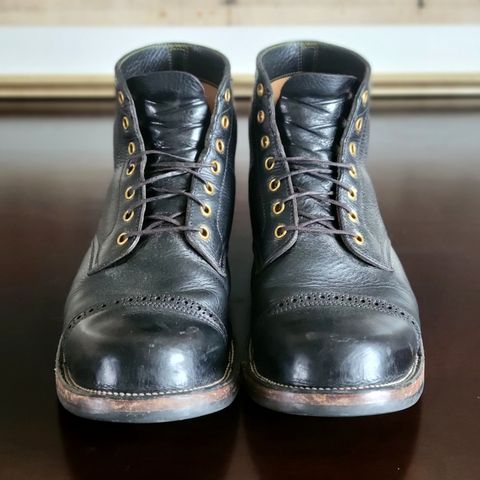 Iron Boots Pitman in Black Italy Waxed Bullhide