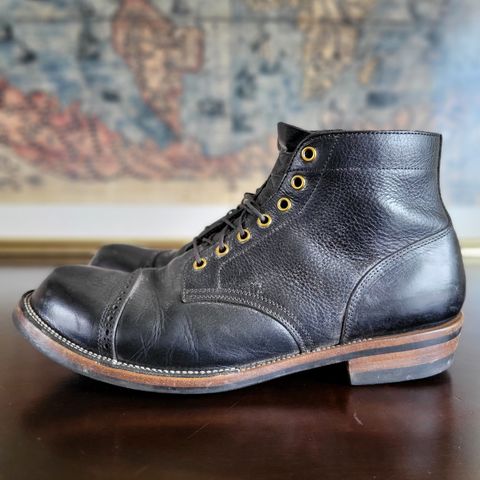 Iron Boots Pitman in Black Italy Waxed Bullhide