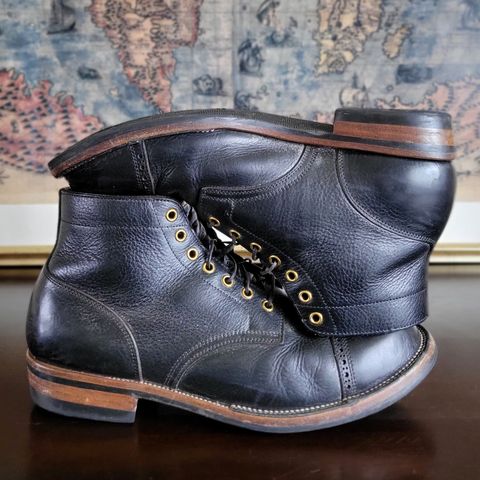 Iron Boots Pitman in Black Italy Waxed Bullhide