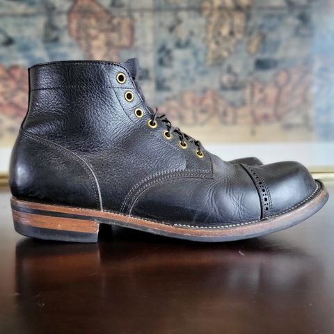 Iron Boots Pitman in Black Italy Waxed Bullhide