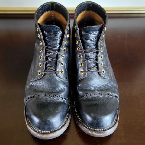 Iron Boots Pitman in Black Italy Waxed Bullhide
