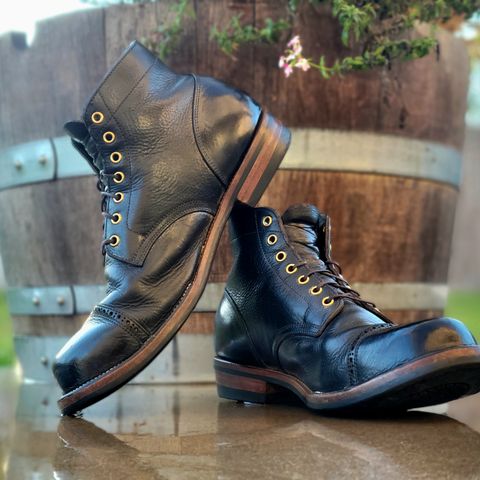 Iron Boots Pitman in Black Italy Waxed Bullhide