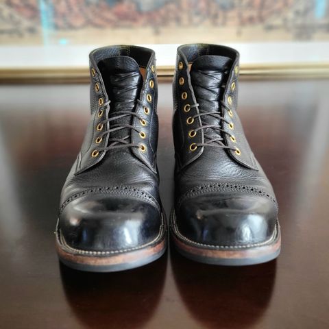 Iron Boots Pitman in Black Italy Waxed Bullhide