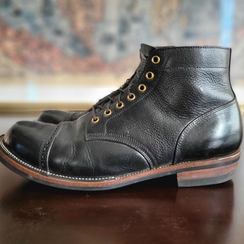 Iron Boots Pitman in Black Italy Waxed Bullhide