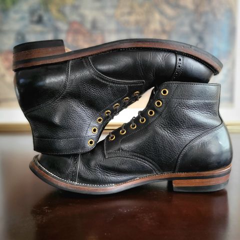 Iron Boots Pitman in Black Italy Waxed Bullhide