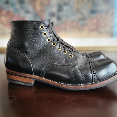 Iron Boots Pitman in Black Italy Waxed Bullhide