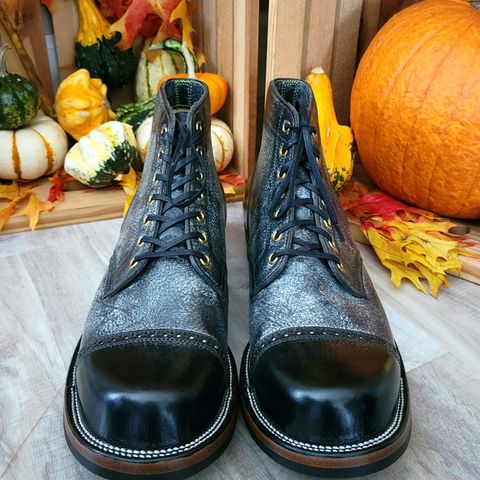 Iron Boots Pitman in Black Italy Waxed Bullhide