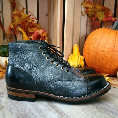 Iron Boots Pitman in Black Italy Waxed Bullhide