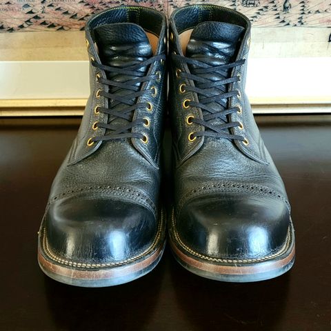 Iron Boots Pitman in Black Italy Waxed Bullhide