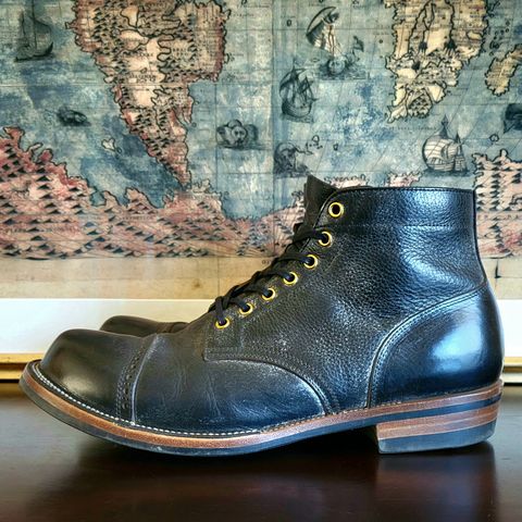Iron Boots Pitman in Black Italy Waxed Bullhide