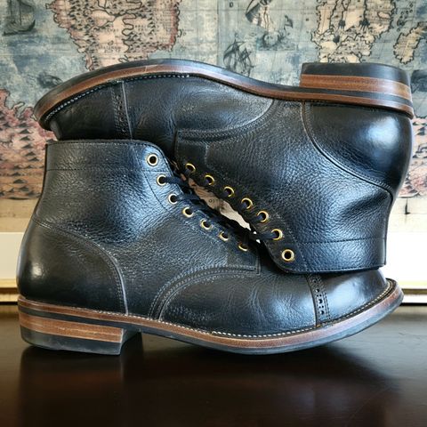 Iron Boots Pitman in Black Italy Waxed Bullhide