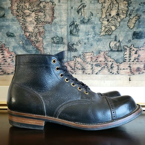 Iron Boots Pitman in Black Italy Waxed Bullhide