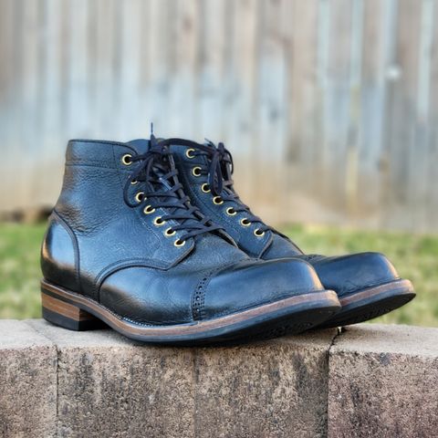 Iron Boots Pitman in Black Italy Waxed Bullhide