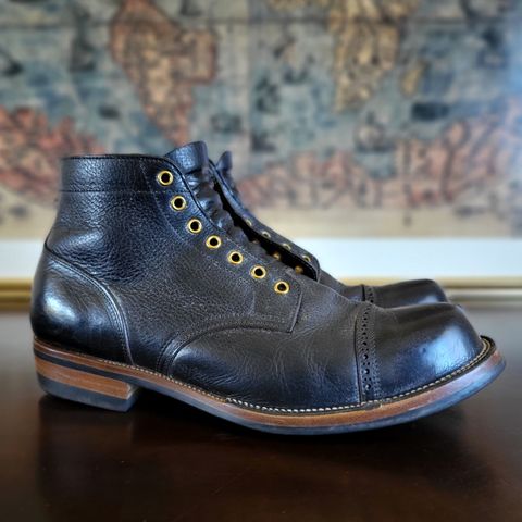 Iron Boots Pitman in Black Italy Waxed Bullhide