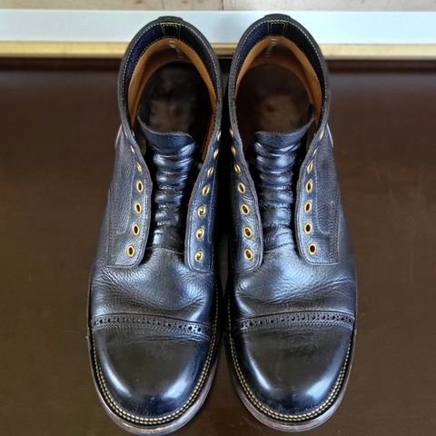 Iron Boots Pitman in Black Italy Waxed Bullhide
