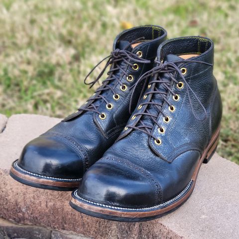 Iron Boots Pitman in Black Italy Waxed Bullhide