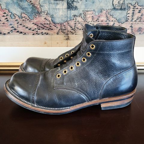 Iron Boots Pitman in Black Italy Waxed Bullhide