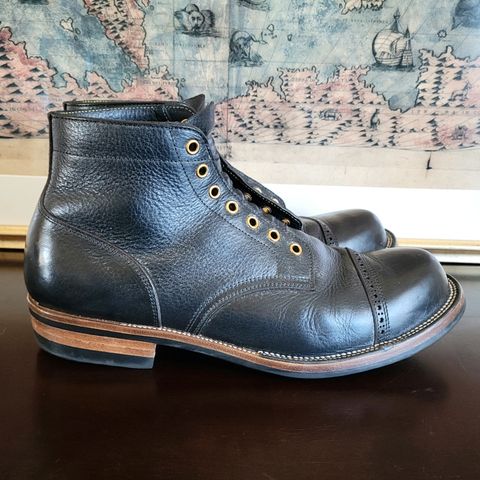 Iron Boots Pitman in Black Italy Waxed Bullhide