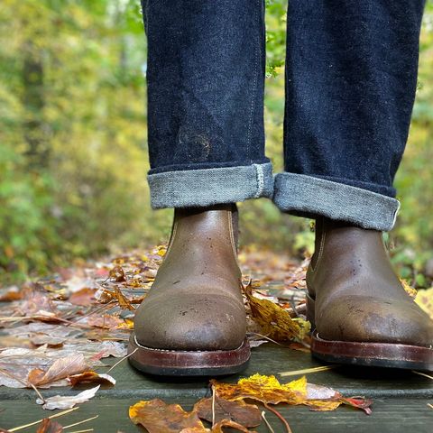 Benzein The Seventh Chelsea Boot in Horween Olive Waxed Flesh